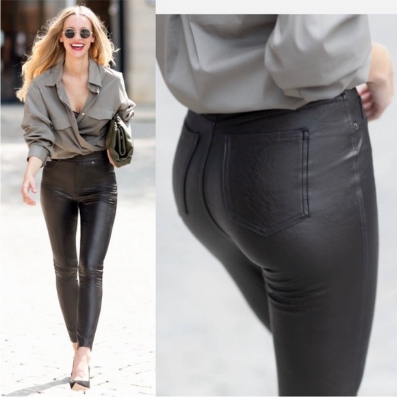 SPANX Leather-Like Ankle Skinny Pant Black Leggings - Picture 7 of 7